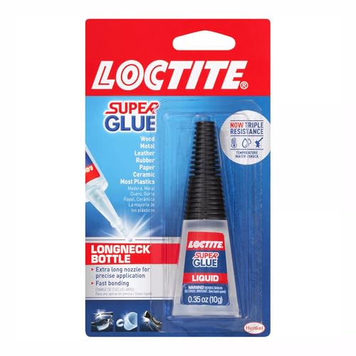 Loctite Super Glue Liquid Longneck Bottle, 10g Bottle (Pack of 6) Instant Adhesive for Plastic, Wood & Metal, Clear Superglue with Extra Long Precision Nozzle, Quick‑Dry Formula - size: 10g, style: 6 Pack