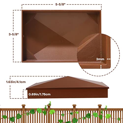 4x6 Heavy Duty Aluminum Post Caps Cover, Matte Finish Powder Coated Surface - color: Brown, size: 3.5" x 5.5"