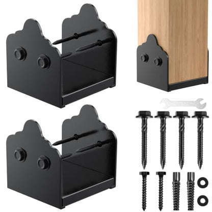 FMhotu 6x6 Post Base 2Pcs, Stainless Steel Adjustable Post Anchor Bracket - size: 6X6
