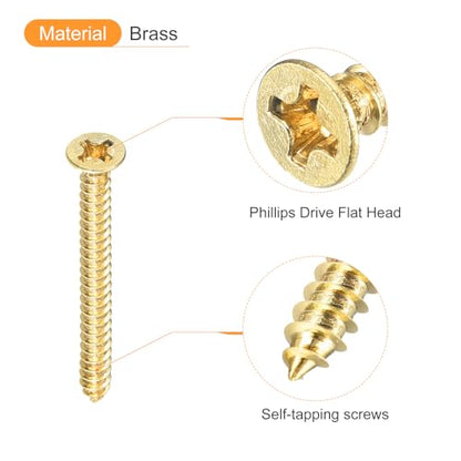 uxcell 20Pcs Brass Wood Screws, M3 x 30mm Phillips Flat Head Self Tapping Screw Woodworking Screw for Door Hinges, Wooden Furniture, Home Appliances - size: M3 x 30mm