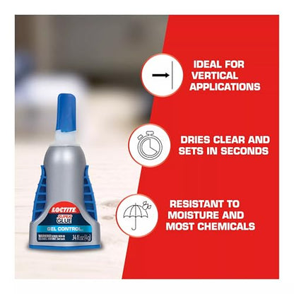 Loctite Super Glue Gel Control, Clear, 0.14 fl oz Bottle, Pack of 3 - size: 3 Pack