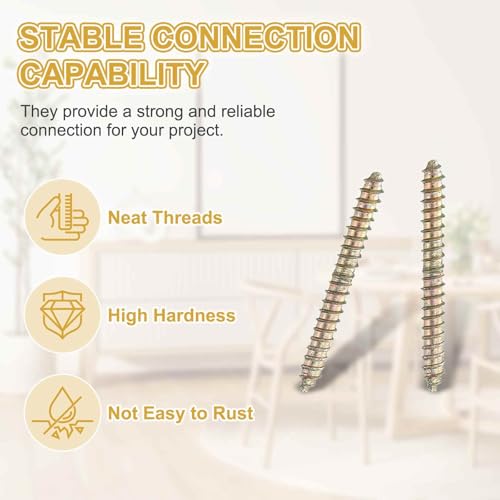 MECCANIXITY 20 Pcs Double Ended Screws, M4 x 40 mm Carbon Steel Hanger Bolts, Self-Tapping Wood Dowel Screws for Wood Joint Furniture, Color Zinc - size: M4 x 40 mm