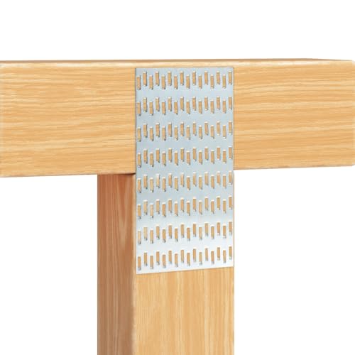 QWORK Pronged Truss Mending Plates 10 Pack, 4x8 in Galvanized Carbon Steel Repair Tie Plates, 1mm Thick 8mm Teeth Metal Connector Plates for Roof Truss, Timber & Wood-to-Wood Splice