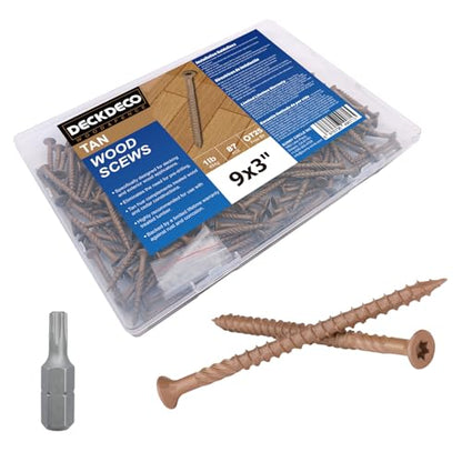 Wood Screws #9 x 3 Exterior Deck Screws 79pcs(Approx),1 lb/Box - size: #9x3"