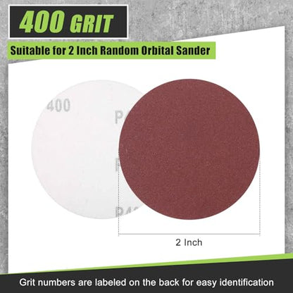 DTGN 2In 400Grit Hook and Loop Sanding Disc 10Pcs Red Aluminum Oxide - color: Red, size: 2 Inch(400 Grit)