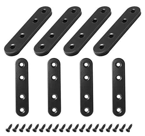 16 Sets 3 Inch Stainless Steel Flat Plate Straight Bracket - size: 3"-80mm-Black