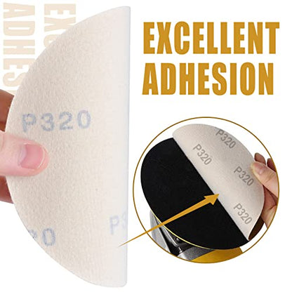 6-Inch No-Hole Hook and Loop Gold Sanding Discs 320-Grit, 100 Pack - size: 320 Grit