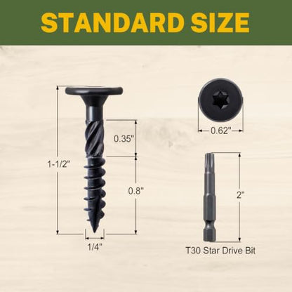 LIONMAX Structural Wood Lag Screws #14 x 1-1/2 Inch, 50PCS, Black - size: #14 x 1-1/2"