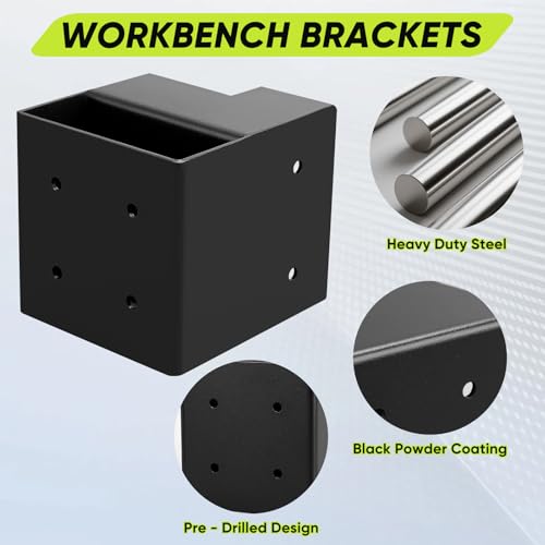 8-Pack Heavy Duty Workbench Brackets Right Angle Brace for 2x4 Wood - size: 2x4