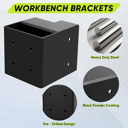8-Pack Heavy Duty Workbench Brackets Right Angle Brace for 2x4 Wood - size: 2x4