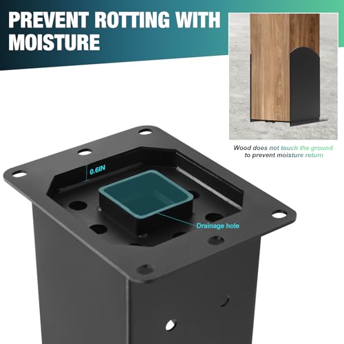 Post Base 4Pcs,4"x4"(Inner Size 3.6"x3.6") Fence Post Brackets - size: 4X4