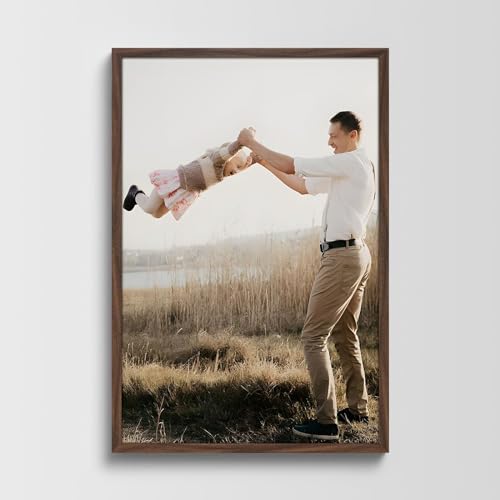 Solid Wood 24x36 Frame - Single Frame, Rustic Walnut 24 x 36 Poster Frame for Artwork, Puzzles, Photos and Movie Posters Picture Frames - size: 24" x 36"