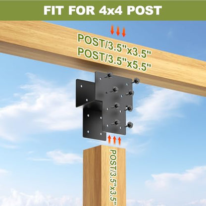 4x4 Post Caps Tie Brackets, 4Pcs Heavy Duty Connector Pergola Brackets - size: 4x4 4pcs
