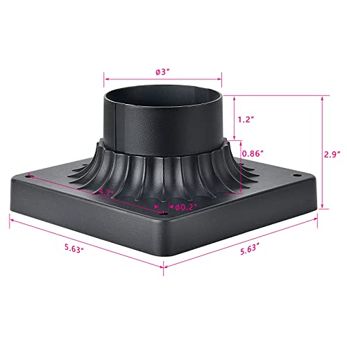Outdoor Post Light Base, Pier Mount Base Adapter Black 1Pk - color: Matte Black-1PK