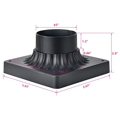 Outdoor Post Light Base, Pier Mount Base Adapter Black 1Pk - color: Matte Black-1PK