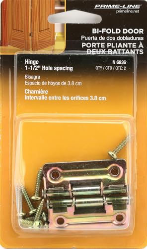 Prime-Line N 6936 Bi-Fold Door Hinges, Brass Plated, 1 Pair