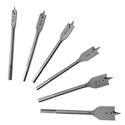 6Pcs Spade Drill Bit Set, 3/8" to 1" Titanium Coated High Carbon Steel Flat Paddle Bits, Quick Change Hex Shank Self-Centering Hole Cutter for Woodworking DIY Projects