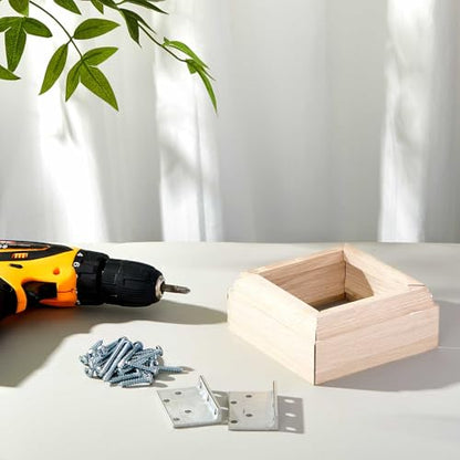 Blulu 2 Set 3" Newel Post Mounting Kit 8 Pcs L Bracket Post Fasteners with 8 Pcs Maple Wood Skirt Trim and Screws for Square Newels Fastening Handrails Railings Balustrades to Stairs and Floors - size: 3 Inch
