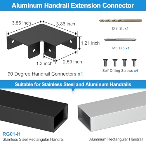 Black Cable Railing Handrail Corner Connectors, Aluminum - size: 90 Degree Sleeve