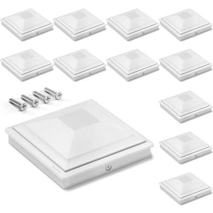 SIEDiNLAR 4x4 Post Caps White 12 Pack, Fence Post Covers Outdoor Waterproof - color: White, size: 4x4in, 12 Pack