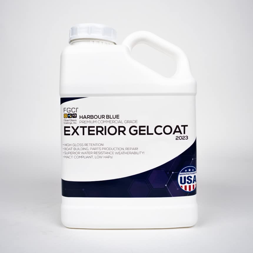 FGCI Marine Grade Gel Coat Kit for Boat Building & Repair - color: Harbour Blue, size: 1 Gallon