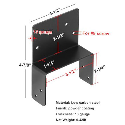 4 Pairs 4x4 Post to Beam Connector, Pergola Bracket Adjustable Post Cap - size: for 4X Nominal Lumber