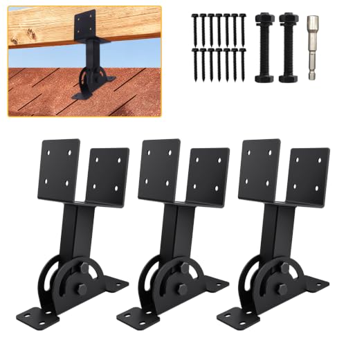 3 Pcs 4x4 Pergola Roof Riser Bracket Kit Heavy Duty Adjustable - size: 4x4-3