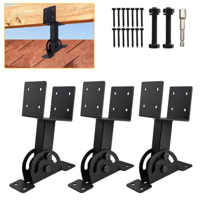 3 Pcs 4x4 Pergola Roof Riser Bracket Kit Heavy Duty Adjustable - size: 4x4-3