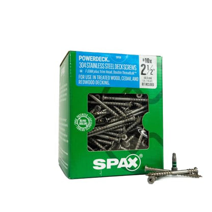 #10 x 2-1/2" SPAX Stainless Steel Wood Screws 5 lbs (415 pcs) Star Drive Rust Corrosion Resistant PowerDeck Heavy Duty Exterior Deck - size: #10 x 2-1/2"