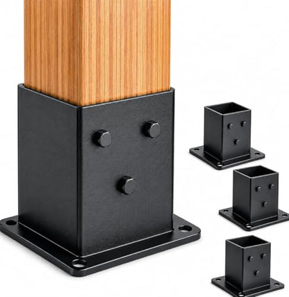 4x4 Post Base Brackets, 3.58'' x 3.58'', Heavy Duty, 4 Pack - color: 4x4 Post Base--4Pcack