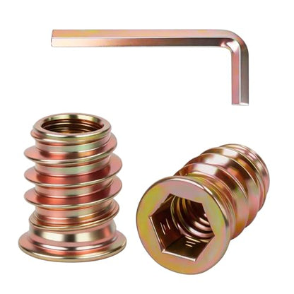 5/16"-18 x 13mm Threaded Inserts for Wood, Zinc Plated Carbon Steel Hex Socket Drive Insert Nuts for Wood Furniture, Hex Spanner Included, 40 PCS - size: 5/16-18 x 13mm, style: Carbon Steel