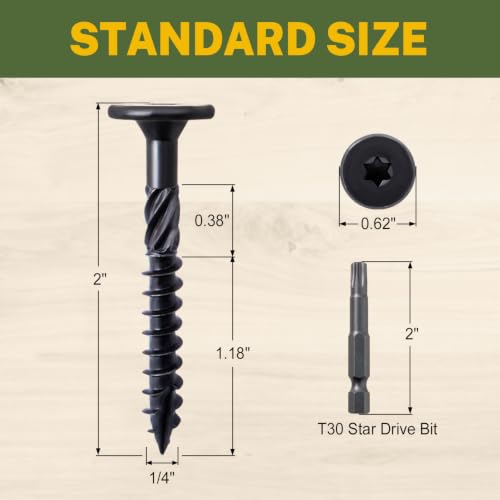 LIONMAX Structural Wood Lag Screws #14 x 2 Inch, 50PCS, Black - size: #14 x 2"