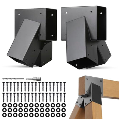 Hulave 2pcs A-Frame Swing Set Brackets, 201 Stainless Steel Swing Bracket Kit with Mounting Accessories(Black) - color: Black, size: 2 A-Frame Swing Set Brackets