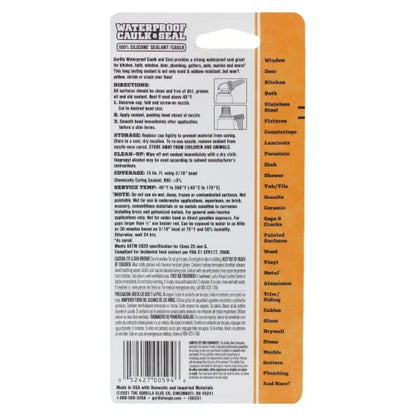 Gorilla 100% Silicone Caulk, Waterproof Sealant, 2.8oz Squeeze Tube, 2-Pack - color: White, size: 2 - Pack