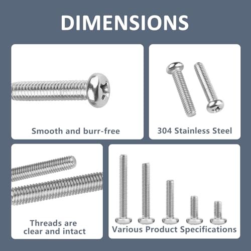 QISHENG 50 PCS #10-24X2-1/2(2.5 inch) Stainless Steel Phillips Pan Head Machine Screws,DIY,Repair,Install Furniture and Electrical Appliances Screws,Stainless Steel 18-8 A2(304) Screw - color: Colorless, size: #10-24X2-1/2"(2.5 inch)