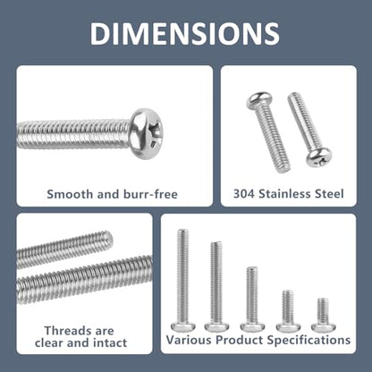 QISHENG 100 PCS #6-32X3/4(0.75 inch) Stainless Steel Phillips Pan Head Machine Screws,DIY,Repair,Install Furniture and Electrical Appliances Screws,Stainless Steel 18-8 A2(304) Screw - color: Colorless, size: #6-32X3/4"(0.75 inch)