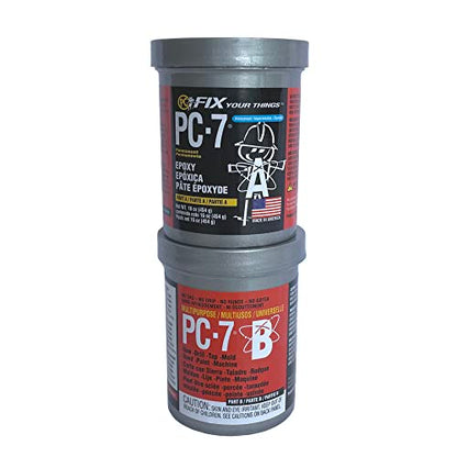 PC Products PC-7 Epoxy Adhesive Paste, Two-Part Heavy Duty, 1lb in Two Cans, Charcoal Gray 167779 - size: 1 lb in Two Cans