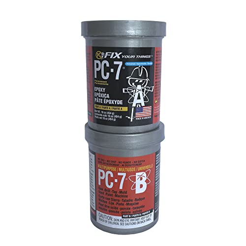 PC Products PC-7 Epoxy Adhesive Paste, Two-Part Heavy Duty, 1lb in Two Cans, Charcoal Gray 167779 - size: 1 lb in Two Cans