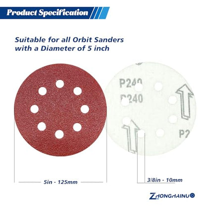 100Pcs 5 Inch Sanding Discs 60 Grit, Round Hook and Loop Sandpaper for Random Orbital Sander Pads(60 Grit) - style: 60G 100pcs
