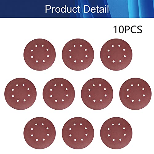 10PCS 7-inch 8 Hole Hook Loop Sanding Disc 120 Grit Round Sanding Discs Aluminum Oxide Sandpaper for Random Orbital Sander and Belt Disc Sander - style: 120 Grit / 7 inch