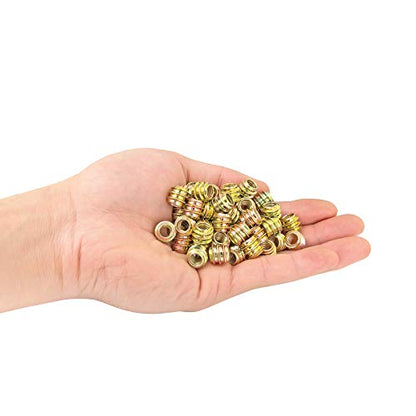 80Pcs 1/4"-20x10mm-H Flushed Nut Inserts Wood Threaded Fastener for Furniture - color: 1/4"-20 x 10mm-H