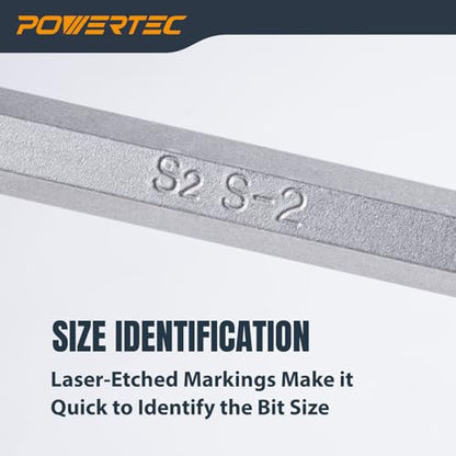 POWERTEC 72259 6 Inch Square Driver Bit Set - #2 Square Head, 1/4" Hex Shank, for Woodworking & Construction (2 Pack) - style: 2PK 6" #2 Square Driver Bit