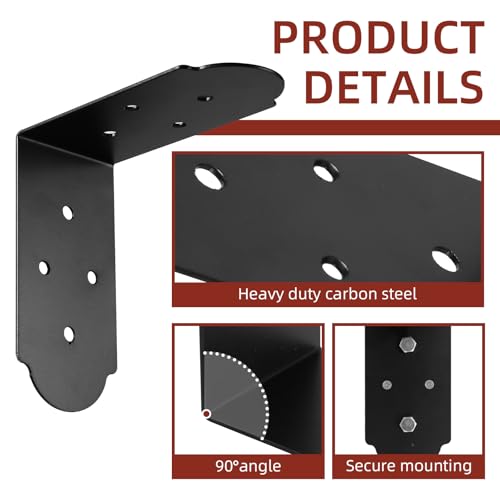 2 Pcs 90 Degree Angle Bracket, Heavy Duty L Brackets Support Angle Brace Carbon Steel Right Angle Flat Plate Bracket with Screws for Repair House Wood Lumber Timber Connectors - style: Flush Inside 45-Degree