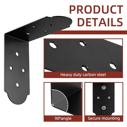 2 Pcs 90 Degree Angle Bracket, Heavy Duty L Brackets Support Angle Brace Carbon Steel Right Angle Flat Plate Bracket with Screws for Repair House Wood Lumber Timber Connectors - style: Flush Inside 45-Degree