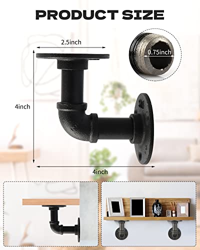 MUZIK 24Pc 4"×4" L Pipe Shelf Bracket, Heavy Duty Wall Mount, DIY Shelving - size: 4*4 Inch, style: 24 Pack