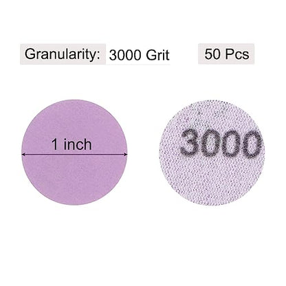uxcell 50Pcs 1-Inch Purple Sanding Discs 3000 Grits Hook and Loop Professional Aluminum Oxide Sand Paper Mini Size for Wood Metal Paint Finishing - style: 3000 Grit