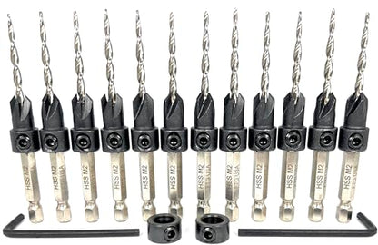FTG USA 12 Pc #6 (9/64") Adjustable Wood Countersink Drill Bit Set Case - style: 12 Pc Same Size
