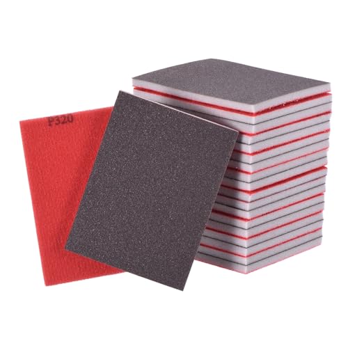 20Pcs 320Grit Sanding Sponges, 4x2.8In Hook & Loop Black - size: 320 Grit