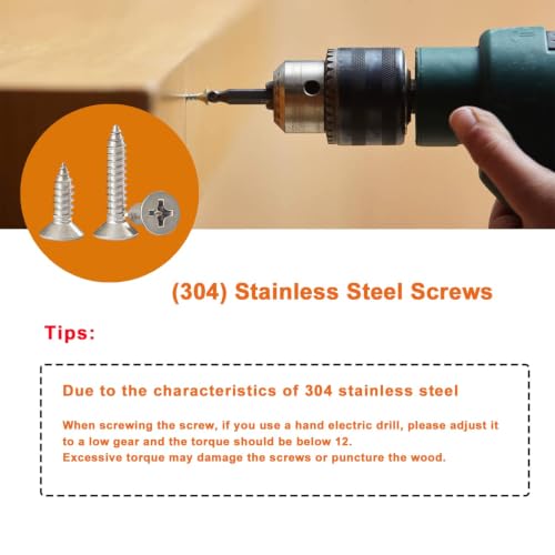 273Pcs Stainless Wood Screws Assortment, 304 Flat & 410 Self Tapping - size: Assortment Kit (273pcs)