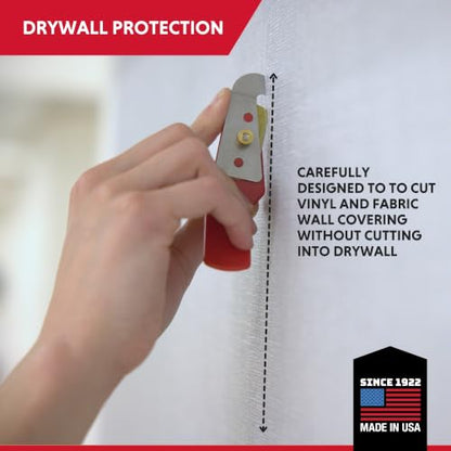 Seam Buster – Double Cutting Wallpaper Knife for Vinyl and Fabric Wallcoverings | Advance Equipment MFG Co. | Protects Drywall, Uses Double-Edged Blade | Model 51101 | 100+ Years Family Owned USA Made
